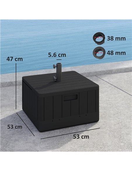 Outsunny Garden Parasol Base Outdoor Umbrella Stand with Wheels Handles, Garden Umbrella Base, Filled Up to 80kg with Stand or 5 - pic 188484 | FastDaddyshop