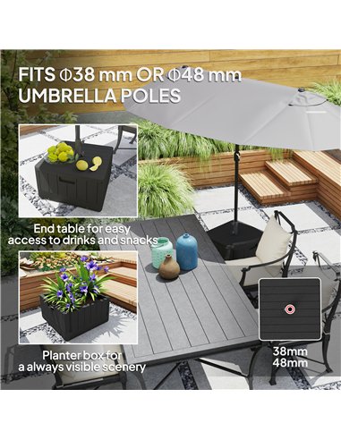 Outsunny Garden Parasol Base Outdoor Umbrella Stand with Wheels Handles, Garden Umbrella Base, Filled Up to 80kg with Stand or 5