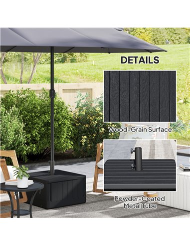 Outsunny Garden Parasol Base Outdoor Umbrella Stand with Wheels Handles, Garden Umbrella Base, Filled Up to 80kg with Stand or 5