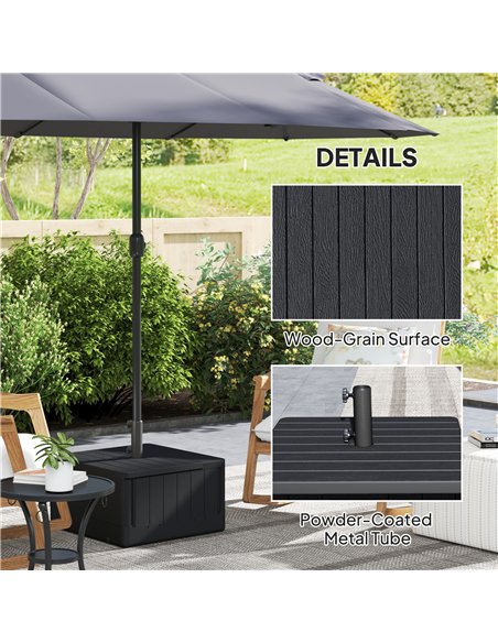 Outsunny Garden Parasol Base Outdoor Umbrella Stand with Wheels Handles, Garden Umbrella Base, Filled Up to 80kg with Stand or 5 - pic 188488 | FastDaddyshop