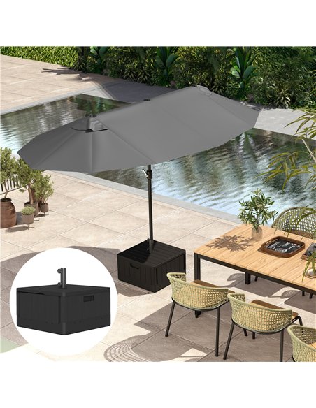 Outsunny Garden Parasol Base Outdoor Umbrella Stand with Wheels Handles, Garden Umbrella Base, Filled Up to 80kg with Stand or 5 - pic 188489 | FastDaddyshop