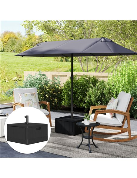 Outsunny Garden Parasol Base Outdoor Umbrella Stand with Wheels Handles, Garden Umbrella Base, Filled Up to 80kg with Stand or 5 - pic 188490 | FastDaddyshop