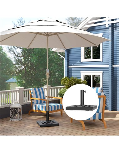 Outsunny Garden Parasol Base, 15kg HDPE Outdoor Umbrella Stand Parasol Stand with Cut-Out Design, Sun Umbrella Base for 32, 38, 