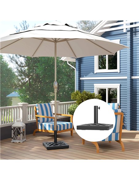 Outsunny Garden Parasol Base, 15kg HDPE Outdoor Umbrella Stand Parasol Stand with Cut-Out Design, Sun Umbrella Base for 32, 38,  - pic 188492 | FastDaddyshop