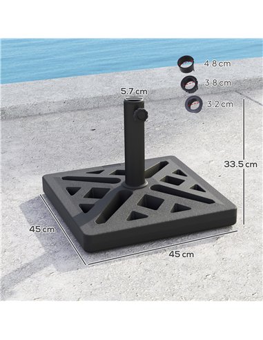 Outsunny Garden Parasol Base, 15kg HDPE Outdoor Umbrella Stand Parasol Stand with Cut-Out Design, Sun Umbrella Base for 32, 38, 