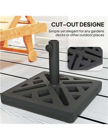 Outsunny Garden Parasol Base, 15kg HDPE Outdoor Umbrella Stand Parasol Stand with Cut-Out Design, Sun Umbrella Base for 32, 38, 