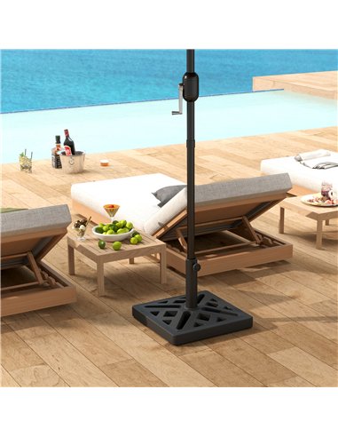 Outsunny Garden Parasol Base, 15kg HDPE Outdoor Umbrella Stand Parasol Stand with Cut-Out Design, Sun Umbrella Base for 32, 38, 