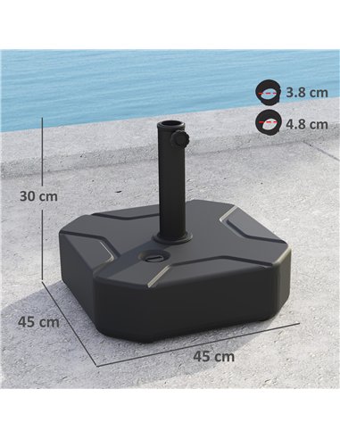 Outsunny Square Garden Parasol Base, Garden Umbrella Stand Heavy Duty Parasol Base, Filled Up to 25kg with Stand or 20kg with Wa