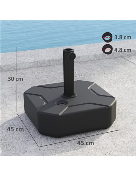 Outsunny Square Garden Parasol Base, Garden Umbrella Stand Heavy Duty Parasol Base, Filled Up to 25kg with Stand or 20kg with Wa - pic 188502 | FastDaddyshop