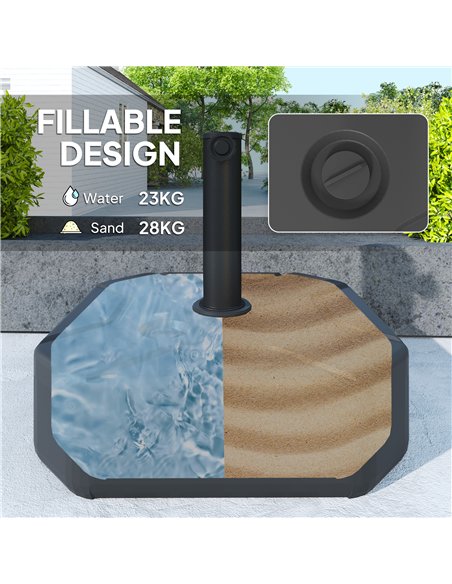 Outsunny Square Garden Parasol Base, Garden Umbrella Stand Heavy Duty Parasol Base, Filled Up to 25kg with Stand or 20kg with Wa - pic 188503 | FastDaddyshop