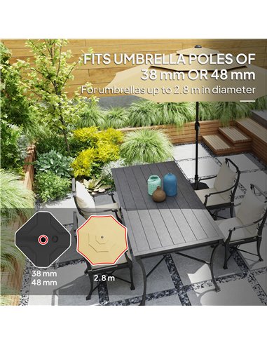 Outsunny Square Garden Parasol Base, Garden Umbrella Stand Heavy Duty Parasol Base, Filled Up to 25kg with Stand or 20kg with Wa