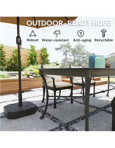 Outsunny Square Garden Parasol Base, Garden Umbrella Stand Heavy Duty Parasol Base, Filled Up to 25kg with Stand or 20kg with Wa