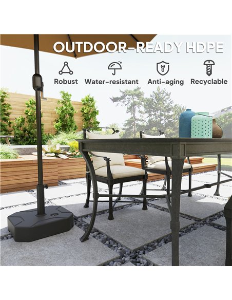 Outsunny Square Garden Parasol Base, Garden Umbrella Stand Heavy Duty Parasol Base, Filled Up to 25kg with Stand or 20kg with Wa - pic 188505 | FastDaddyshop