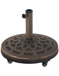 Outsunny 21kg Resin Garden Parasol Base with Wheels, Round Umbrella Stand, Heavy Duty Sun Umbrella Base for 32, 38, 48 mm Umbrel