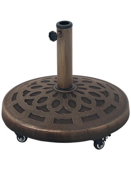 Outsunny 21kg Resin Garden Parasol Base with Wheels, Round Umbrella Stand, Heavy Duty Sun Umbrella Base for 32, 38, 48 mm Umbrel - pic 188509 | FastDaddyshop