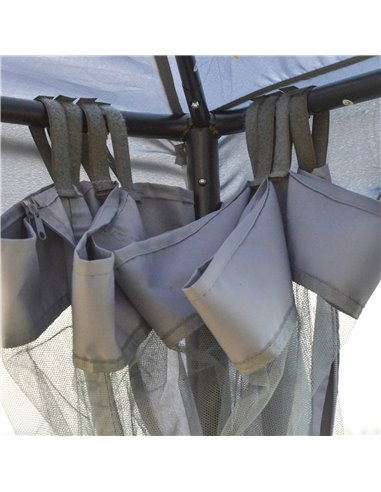 Outsunny 3x3M Metal Gazebo with 2-tier Roof, Netting, Grey
