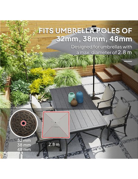Outsunny 21kg Resin Garden Parasol Base with Wheels, Round Umbrella Stand, Heavy Duty Sun Umbrella Base for 32, 38, 48 mm Umbrel - pic 188512 | FastDaddyshop