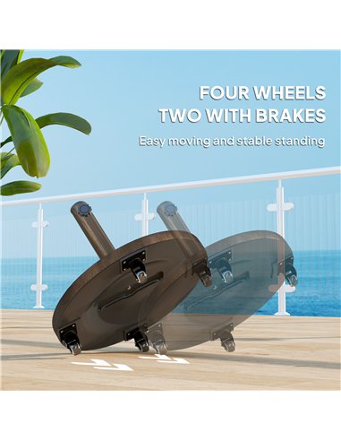 Outsunny 21kg Resin Garden Parasol Base with Wheels, Round Umbrella Stand, Heavy Duty Sun Umbrella Base for 32, 38, 48 mm Umbrel