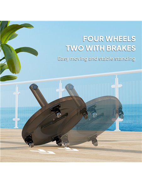 Outsunny 21kg Resin Garden Parasol Base with Wheels, Round Umbrella Stand, Heavy Duty Sun Umbrella Base for 32, 38, 48 mm Umbrel - pic 188514 | FastDaddyshop