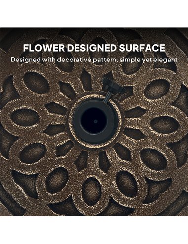 Outsunny 21kg Resin Garden Parasol Base with Wheels, Round Umbrella Stand, Heavy Duty Sun Umbrella Base for 32, 38, 48 mm Umbrel