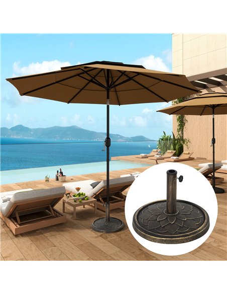 Outsunny 12kg Resin Garden Parasol Base, Round Umbrella Base, Heavy Duty Sun Umbrella Base for 32, 38, 48 mm Umbrella Poles for  - pic 188519 | FastDaddyshop
