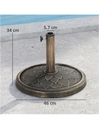 Outsunny 12kg Resin Garden Parasol Base, Round Umbrella Base, Heavy Duty Sun Umbrella Base for 32, 38, 48 mm Umbrella Poles for 