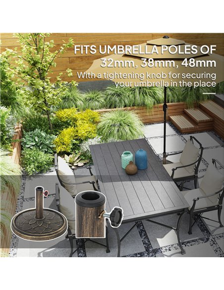 Outsunny 12kg Resin Garden Parasol Base, Round Umbrella Base, Heavy Duty Sun Umbrella Base for 32, 38, 48 mm Umbrella Poles for  - pic 188521 | FastDaddyshop