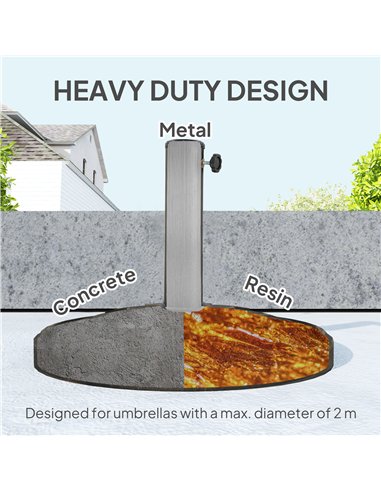 Outsunny 12kg Resin Garden Parasol Base, Round Umbrella Base, Heavy Duty Sun Umbrella Base for 32, 38, 48 mm Umbrella Poles for 