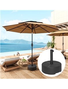 Outsunny Round Garden Parasol Base, Garden Umbrella Stand Heavy Duty Parasol Base, Filled Up to 20kg with Stand or 18kg with Wat 2