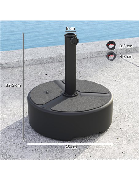 Outsunny Round Garden Parasol Base, Garden Umbrella Stand Heavy Duty Parasol Base, Filled Up to 20kg with Stand or 18kg with Wat - pic 188529 | FastDaddyshop