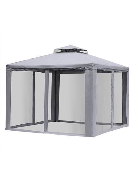 Outsunny 3x3M Metal Gazebo with 2-tier Roof, Netting, Grey - pic 18853 | FastDaddyshop