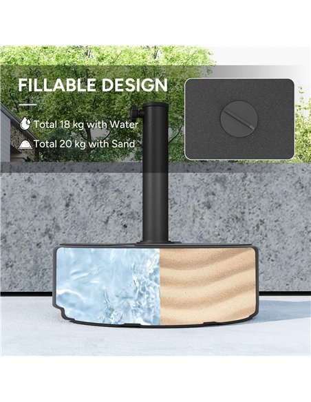 Outsunny Round Garden Parasol Base, Garden Umbrella Stand Heavy Duty Parasol Base, Filled Up to 20kg with Stand or 18kg with Wat - pic 188530 | FastDaddyshop