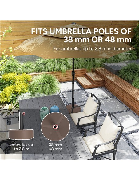 Outsunny Round Garden Parasol Base, Garden Umbrella Stand Heavy Duty Parasol Base, Filled Up to 20kg with Stand or 18kg with Wat - pic 188531 | FastDaddyshop