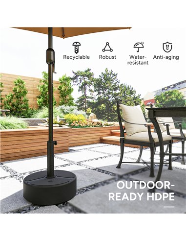 Outsunny Round Garden Parasol Base, Garden Umbrella Stand Heavy Duty Parasol Base, Filled Up to 20kg with Stand or 18kg with Wat