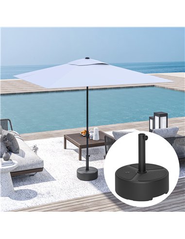 Outsunny Round Garden Parasol Base, Garden Umbrella Stand Heavy Duty Parasol Base, Filled Up to 20kg with Stand or 18kg with Wat