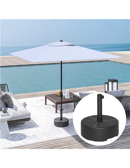 Outsunny Round Garden Parasol Base, Garden Umbrella Stand Heavy Duty Parasol Base, Filled Up to 20kg with Stand or 18kg with Wat - pic 188534 | FastDaddyshop