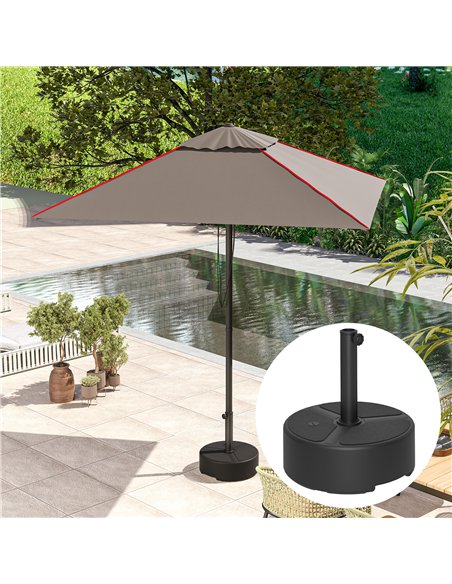 Outsunny Round Garden Parasol Base, Garden Umbrella Stand Heavy Duty Parasol Base, Filled Up to 20kg with Stand or 18kg with Wat - pic 188535 | FastDaddyshop