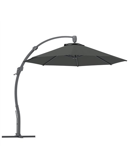 Outsunny 3(m) Garden Cantilever Parasol, Round Overhanging Umbrella with Crank Handle, Cross Base, Aluminium Frame and 360° Rota - pic 188536 | FastDaddyshop