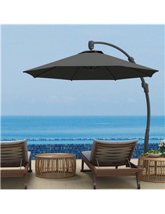 Outsunny 3(m) Garden Cantilever Parasol, Round Overhanging Umbrella with Crank Handle, Cross Base, Aluminium Frame and 360° Rota 2