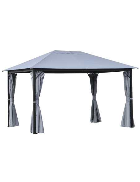 Outsunny 4x3m Outdoor Gazebo with Curtains, Netting Sidewalls, Grey - pic 18854 | FastDaddyshop