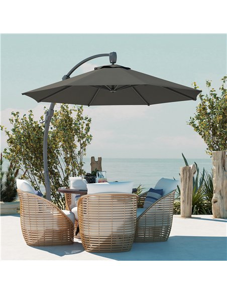 Outsunny 3(m) Garden Cantilever Parasol, Round Overhanging Umbrella with Crank Handle, Cross Base, Aluminium Frame and 360° Rota - pic 188542 | FastDaddyshop