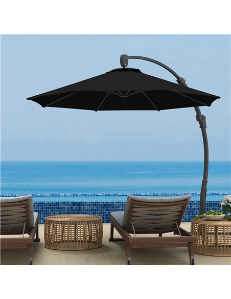 Outsunny 3(m) Garden Cantilever Parasol, Round Overhanging Umbrella with Crank Handle, Cross Base, Aluminium Frame and 360° Rota - pic 188546 | FastDaddyshop