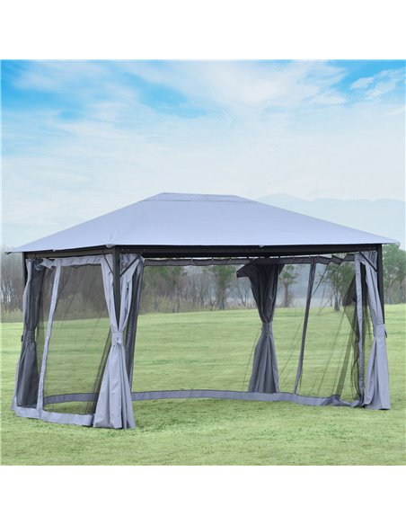 Outsunny 4x3m Outdoor Gazebo with Curtains, Netting Sidewalls, Grey - pic 18855 | FastDaddyshop