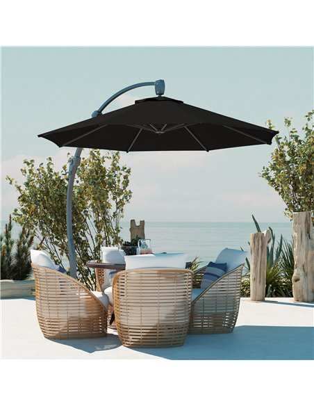 Outsunny 3(m) Garden Cantilever Parasol, Round Overhanging Umbrella with Crank Handle, Cross Base, Aluminium Frame and 360° Rota - pic 188551 | FastDaddyshop