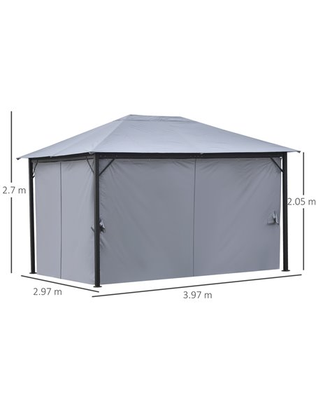 Outsunny 4x3m Outdoor Gazebo with Curtains, Netting Sidewalls, Grey - pic 18856 | FastDaddyshop