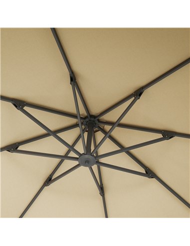 Outsunny 3(m) Garden Cantilever Parasol, Round Overhanging Umbrella with Crank Handle, Cross Base, Aluminium Frame and 360° Rota