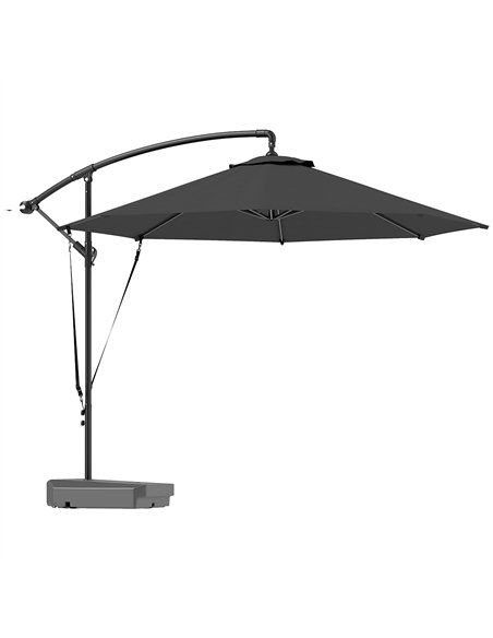 Outsunny 3(m) Garden Cantilever Parasol with Fillable Base up to 90kg, Wind Protection Strap, Cover, Round Banana Hanging Umbrel - pic 188563 | FastDaddyshop