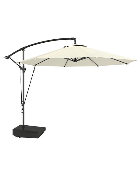 Outsunny 3(m) Garden Cantilever Parasol with Fillable Base up to 90kg, Wind Protection Strap, Cover, Round Banana Hanging Umbrel - pic 188572 | FastDaddyshop