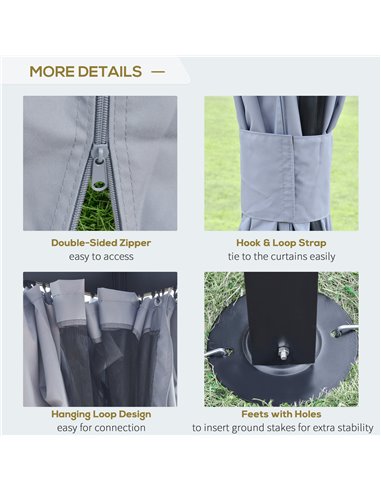 Outsunny 4 x 3(m) Outdoor Gazebo Canopy Party Tent Garden Pavilion Patio Shelter with Curtains, Netting Sidewalls, Grey