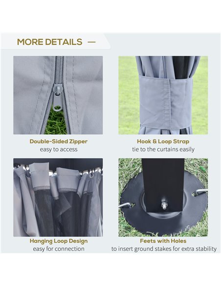 Outsunny 4 x 3(m) Outdoor Gazebo Canopy Party Tent Garden Pavilion Patio Shelter with Curtains, Netting Sidewalls, Grey - pic 18859 | FastDaddyshop